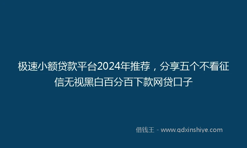极速小额贷款平台2024年推荐，分享五个不看征信无视黑白百分百下款网贷口子