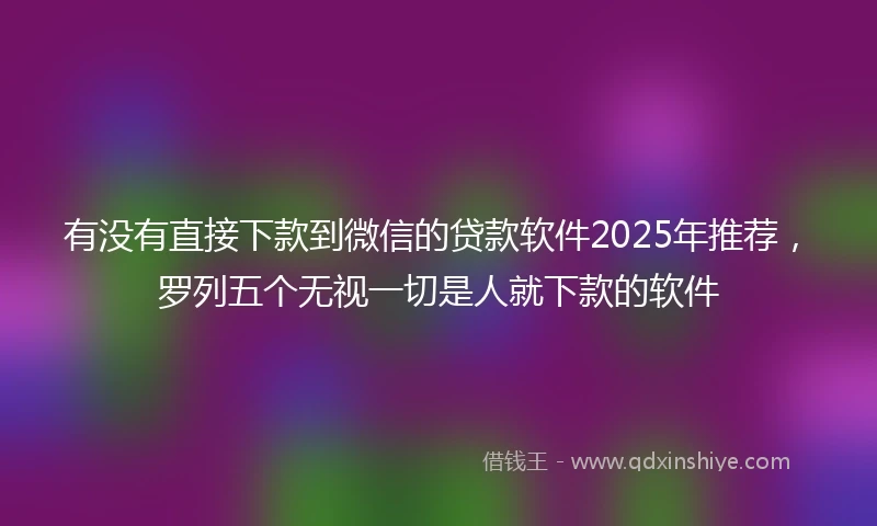 有没有直接下款到微信的贷款软件2025年推荐，罗列五个无视一切是人就下款的软件
