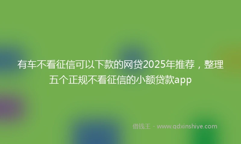 有车不看征信可以下款的网贷2025年推荐，整理五个正规不看征信的小额贷款app