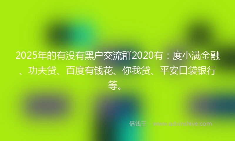 2025年的有没有黑户交流群2020有：度小满金融、功夫贷、百度有钱花、你我贷、平安口袋银行等。
