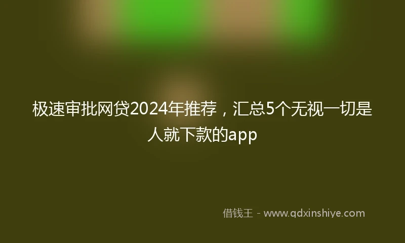 极速审批网贷2024年推荐，汇总5个无视一切是人就下款的app