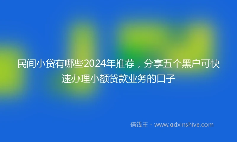 民间小贷有哪些2024年推荐，分享五个黑户可快速办理小额贷款业务的口子