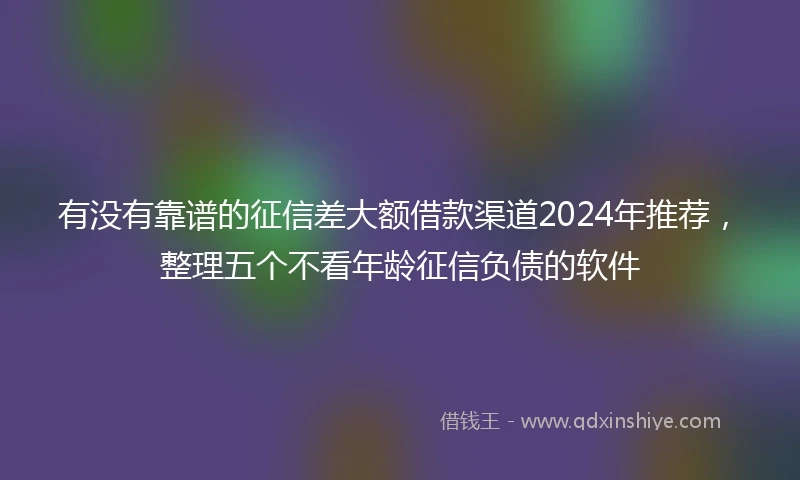 有没有靠谱的征信差大额借款渠道2024年推荐，整理五个不看年龄征信负债的软件