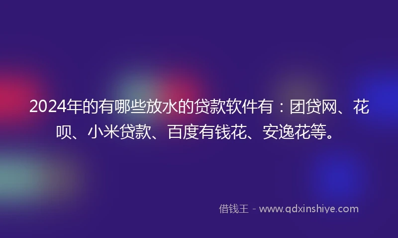 2024年的有哪些放水的贷款软件有：团贷网、花呗、小米贷款、百度有钱花、安逸花等。
