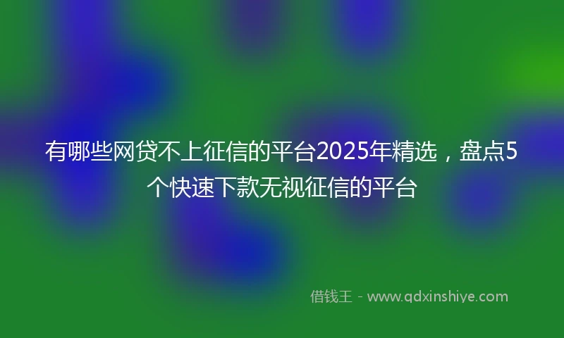 有哪些网贷不上征信的平台2025年精选，盘点5个快速下款无视征信的平台