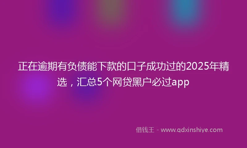 正在逾期有负债能下款的口子成功过的2025年精选，汇总5个网贷黑户必过app
