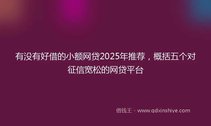 有没有好借的小额网贷2025年推荐，概括五个对征信宽松的网贷平台