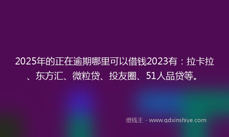 2025年的正在逾期哪里可以借钱2023有：拉卡拉、东方汇、微粒贷、投友圈、51人品贷等。