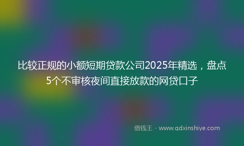 比较正规的小额短期贷款公司2025年精选，盘点5个不审核夜间直接放款的网贷口子