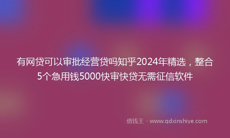 有网贷可以审批经营贷吗知乎2024年精选，整合5个急用钱5000快审快贷无需征信软件