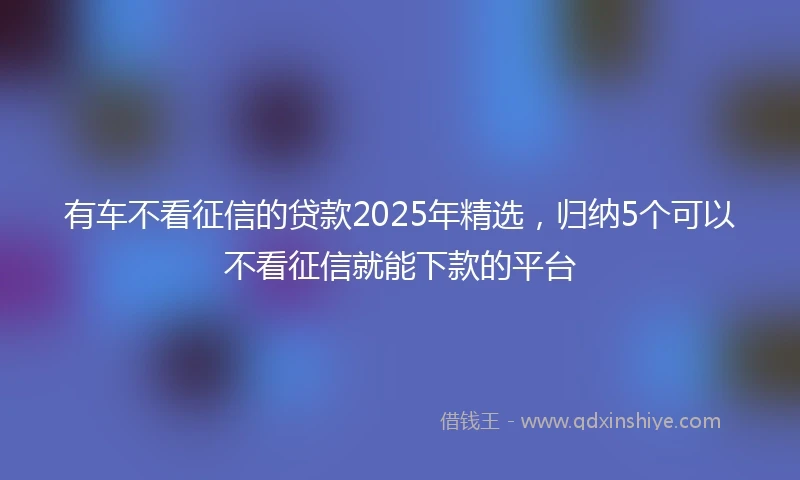 有车不看征信的贷款2025年精选，归纳5个可以不看征信就能下款的平台