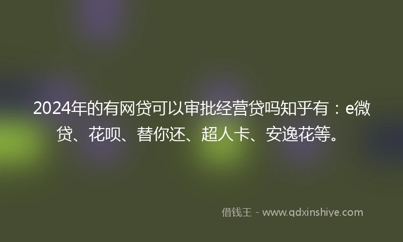 2024年的有网贷可以审批经营贷吗知乎有：e微贷、花呗、替你还、超人卡、安逸花等。