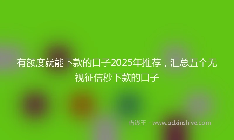 有额度就能下款的口子2025年推荐，汇总五个无视征信秒下款的口子