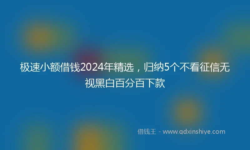 极速小额借钱2024年精选，归纳5个不看征信无视黑白百分百下款