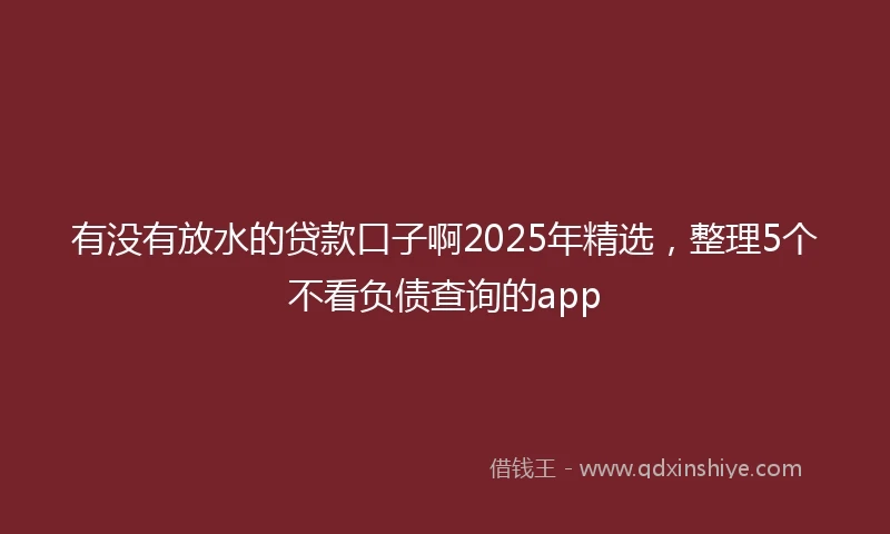 有没有放水的贷款口子啊2025年精选，整理5个不看负债查询的app