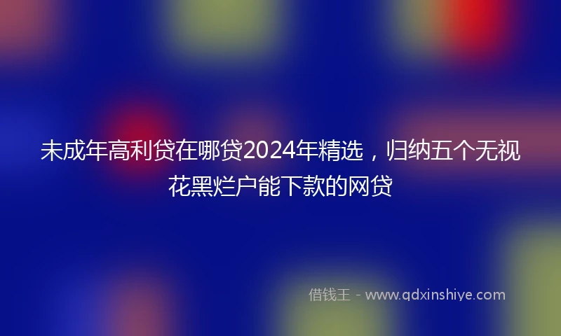 未成年高利贷在哪贷2024年精选，归纳五个无视花黑烂户能下款的网贷
