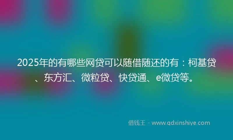 2025年的有哪些网贷可以随借随还的有：柯基贷、东方汇、微粒贷、快贷通、e微贷等。