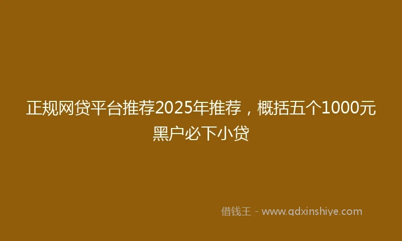 正规网贷平台推荐2025年推荐，概括五个1000元黑户必下小贷
