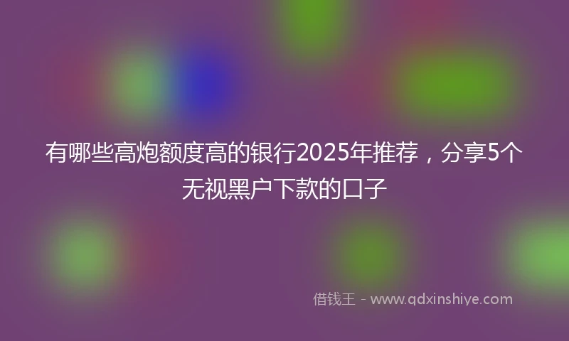 有哪些高炮额度高的银行2025年推荐，分享5个无视黑户下款的口子