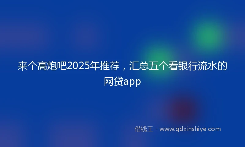 来个高炮吧2025年推荐，汇总五个看银行流水的网贷app