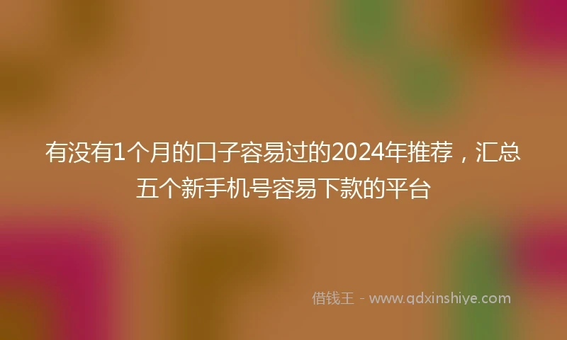有没有1个月的口子容易过的2024年推荐，汇总五个新手机号容易下款的平台