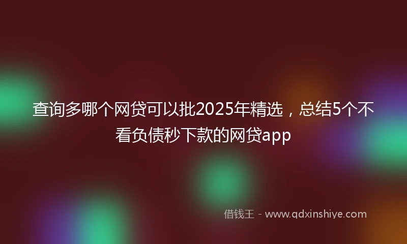 查询多哪个网贷可以批2025年精选，总结5个不看负债秒下款的网贷app