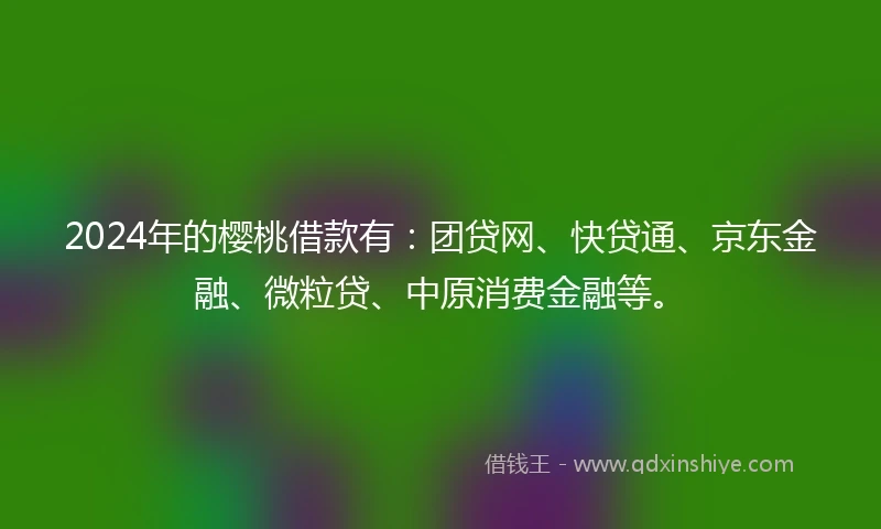 2024年的樱桃借款有：团贷网、快贷通、京东金融、微粒贷、中原消费金融等。