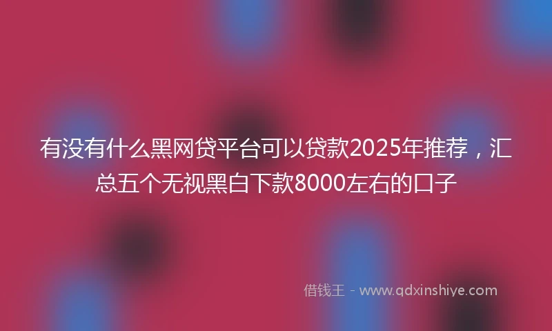 有没有什么黑网贷平台可以贷款2025年推荐，汇总五个无视黑白下款8000左右的口子