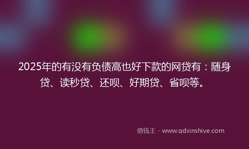 2025年的有没有负债高也好下款的网贷有：随身贷、读秒贷、还呗、好期贷、省呗等。