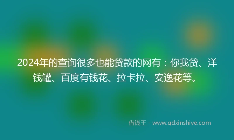 2024年的查询很多也能贷款的网有：你我贷、洋钱罐、百度有钱花、拉卡拉、安逸花等。