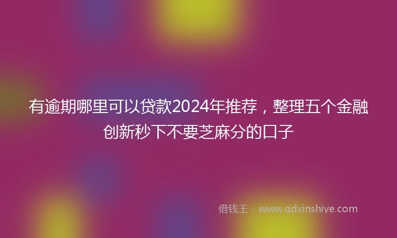 有逾期哪里可以贷款2024年推荐，整理五个金融创新秒下不要芝麻分的口子