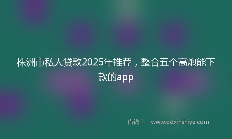 株洲市私人贷款2025年推荐，整合五个高炮能下款的app