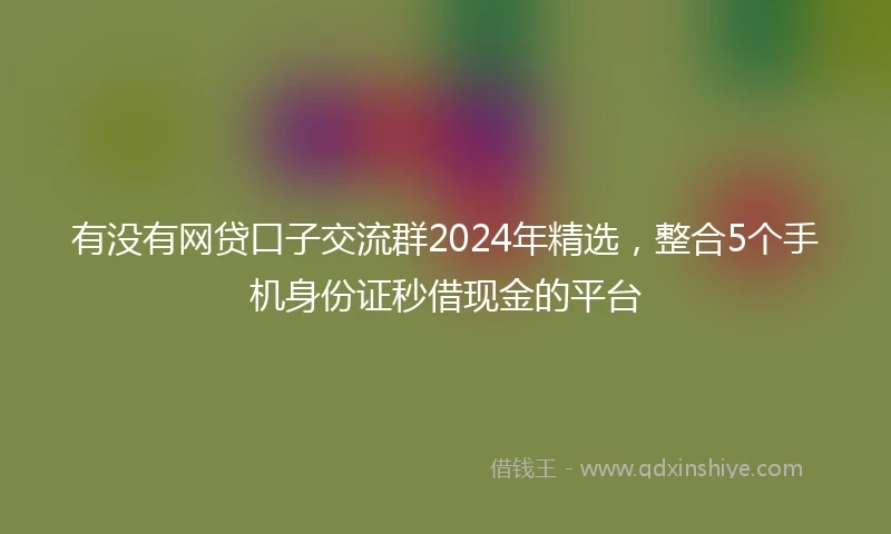有没有网贷口子交流群2024年精选，整合5个手机身份证秒借现金的平台