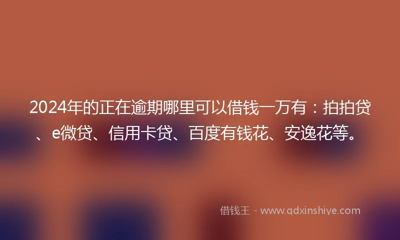 2024年的正在逾期哪里可以借钱一万有：拍拍贷、e微贷、信用卡贷、百度有钱花、安逸花等。