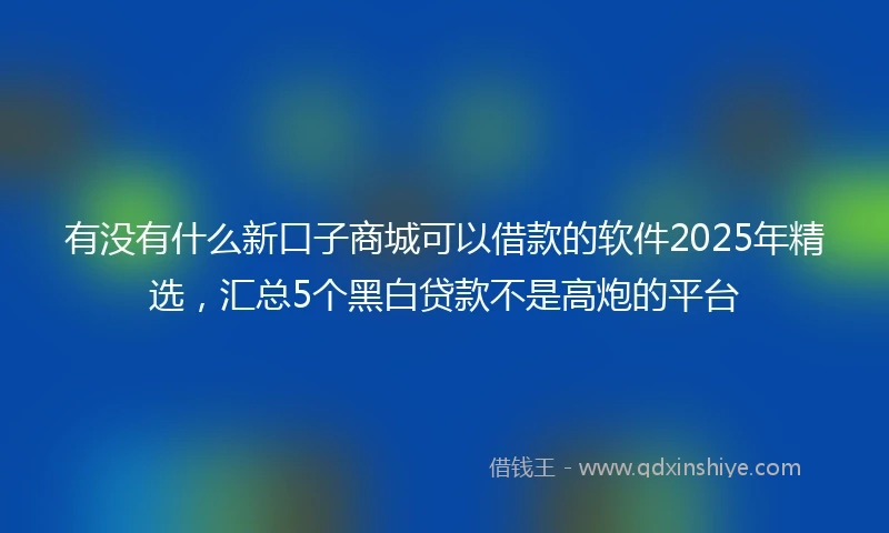 有没有什么新口子商城可以借款的软件2025年精选，汇总5个黑白贷款不是高炮的平台
