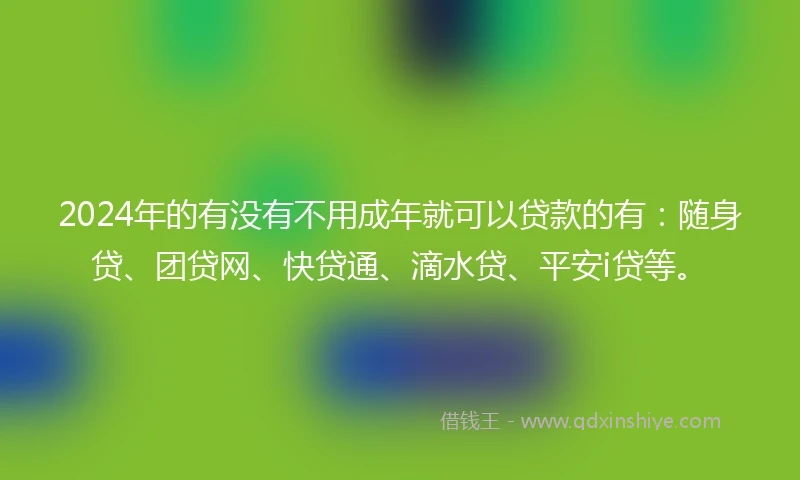 2024年的有没有不用成年就可以贷款的有：随身贷、团贷网、快贷通、滴水贷、平安i贷等。