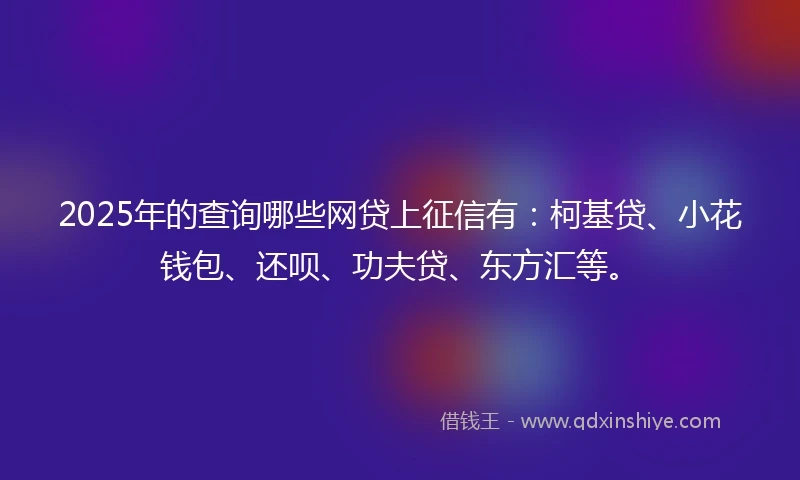 2025年的查询哪些网贷上征信有：柯基贷、小花钱包、还呗、功夫贷、东方汇等。