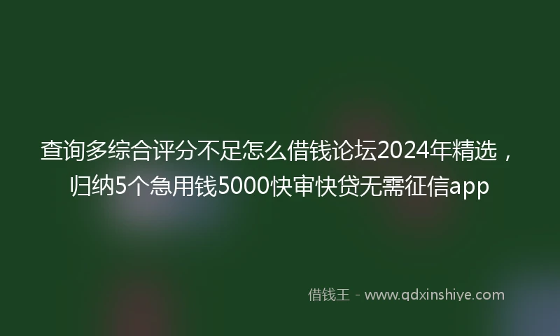 查询多综合评分不足怎么借钱论坛2024年精选，归纳5个急用钱5000快审快贷无需征信app