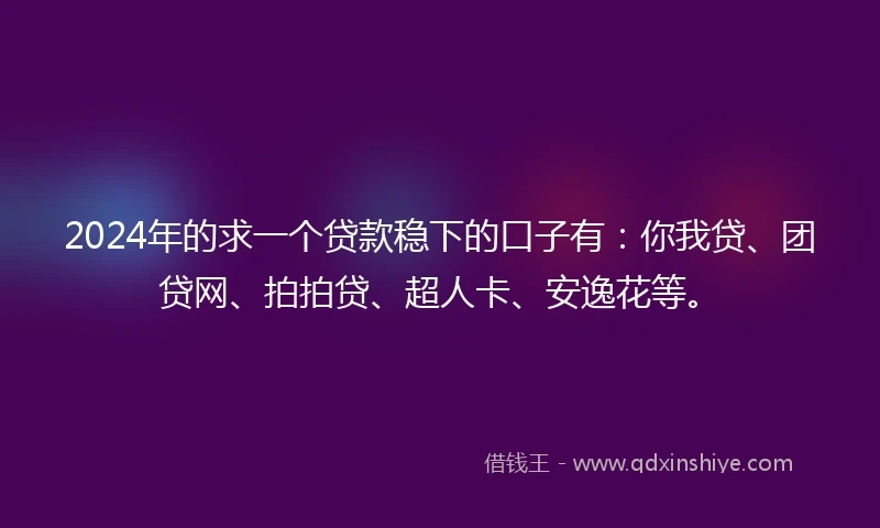 2024年的求一个贷款稳下的口子有：你我贷、团贷网、拍拍贷、超人卡、安逸花等。
