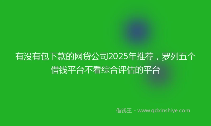 有没有包下款的网贷公司2025年推荐，罗列五个借钱平台不看综合评估的平台