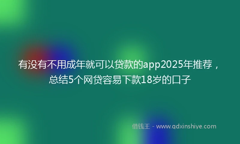 有没有不用成年就可以贷款的app2025年推荐，总结5个网贷容易下款18岁的口子