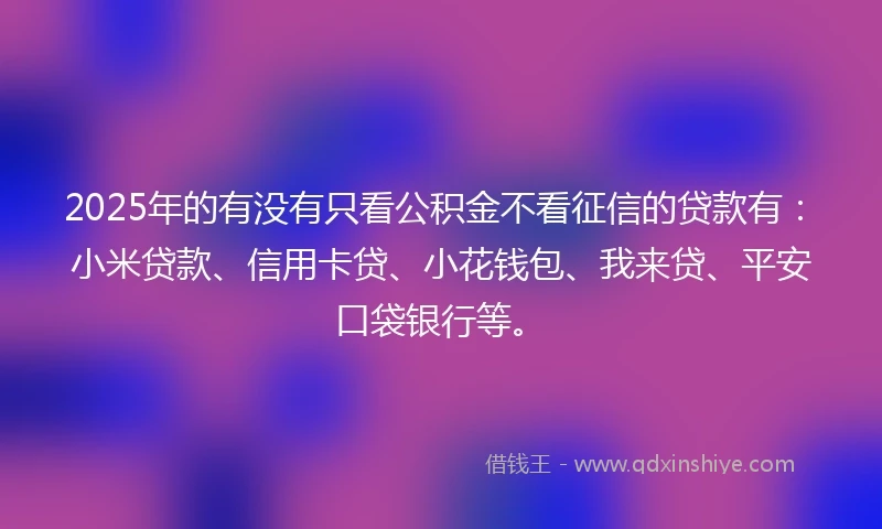 2025年的有没有只看公积金不看征信的贷款有：小米贷款、信用卡贷、小花钱包、我来贷、平安口袋银行等。
