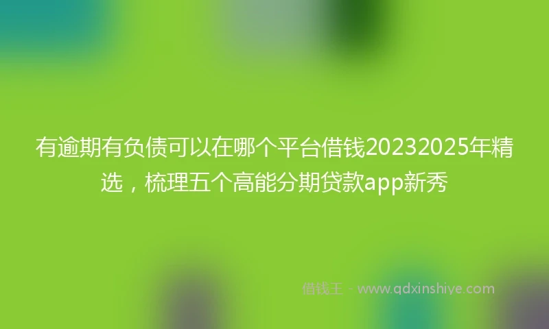 有逾期有负债可以在哪个平台借钱20232025年精选，梳理五个高能分期贷款app新秀