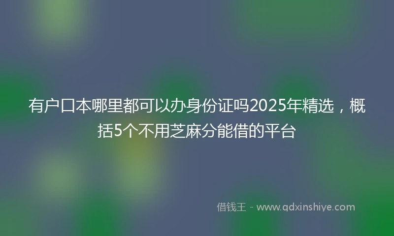 有户口本哪里都可以办身份证吗2025年精选，概括5个不用芝麻分能借的平台