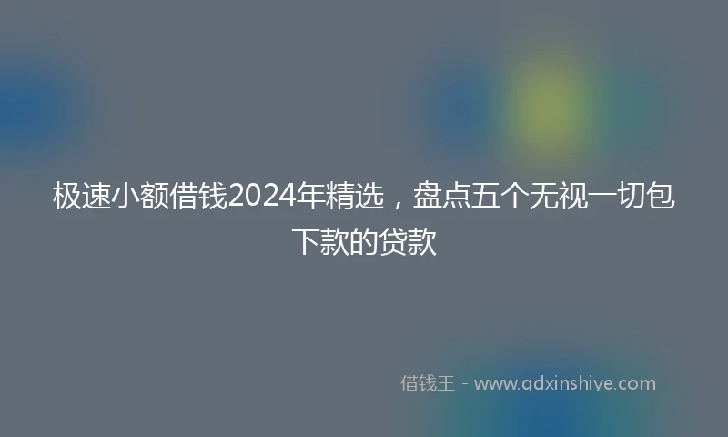 极速小额借钱2024年精选，盘点五个无视一切包下款的贷款