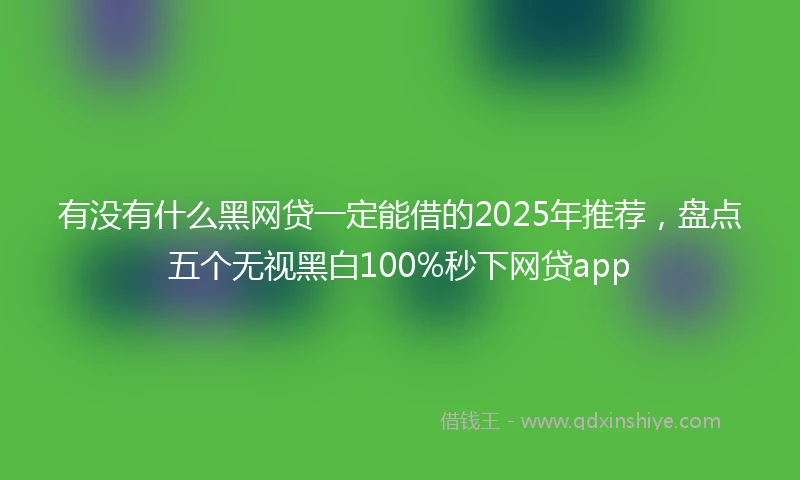 有没有什么黑网贷一定能借的2025年推荐，盘点五个无视黑白100%秒下网贷app