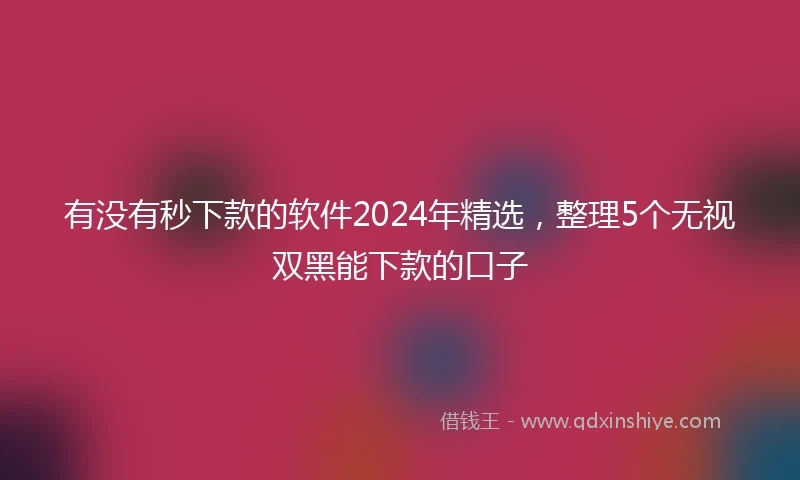有没有秒下款的软件2024年精选，整理5个无视双黑能下款的口子
