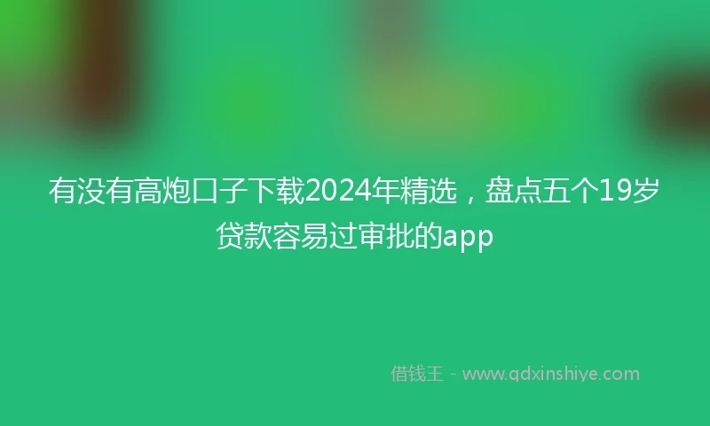 有没有高炮口子下载2024年精选，盘点五个19岁贷款容易过审批的app