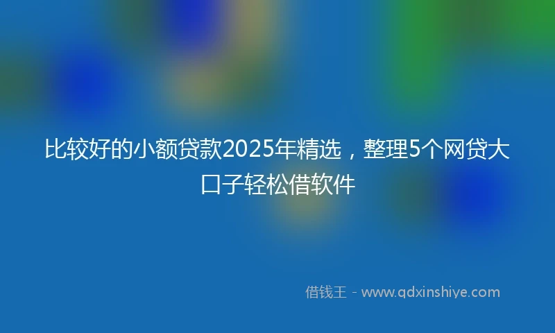 比较好的小额贷款2025年精选，整理5个网贷大口子轻松借软件