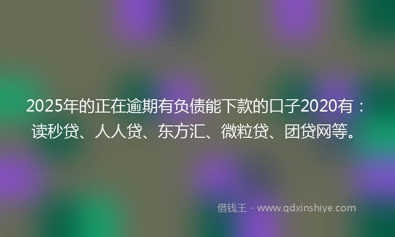 2025年的正在逾期有负债能下款的口子2020有：读秒贷、人人贷、东方汇、微粒贷、团贷网等。